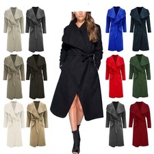 Ladies Womens Italian Waterfall Coat Belted Oversized Duster Drape Trench Coats