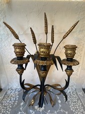 Vintage 1930s Gilt and Wood Wheat Sheaf Candelabra Sconce Italian Made