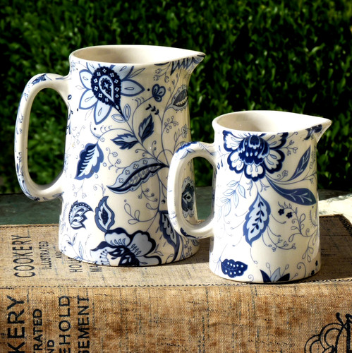 Blue white jugs milk - white,