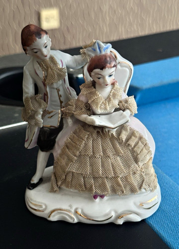Porcelain lace couple figurine - porcelain,