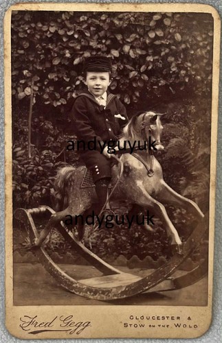 Cdv boy riding rocking - boy, horse