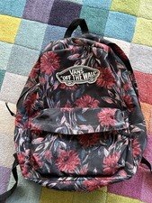 Vans Off The Wall Ladies Girls Rucksack Backpack School Bag Red Black Flowers