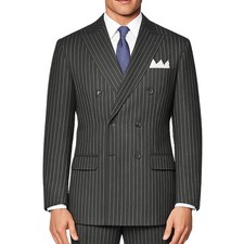 VINCI Men's Charcoal Pinstripe