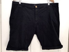Crosshatch Mens Sinwood W40 Chino Shorts Black Stretch Fold Hem