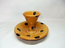 Victoria Michael Eden Egg Cup Studio Pottery Cumbria Orange Brown Polka Dot