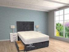 STUNNING NEW BUDAPEST PLUSH DIVAN BED WITH 24" HEADBOARD + ORTHOPAEDIC MATTRESS