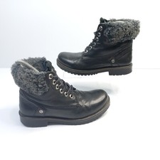 Wrangler Leather Boots Fur Trim Lace Up Size UK 4
