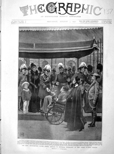 Old antique print 1901 king - antique,