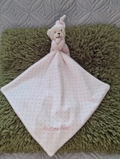VGUC  MOTHERCARE PINK BEDTIME BEAR RATTLE COMFORTER  BLANKIE SOOTHER DOUDOU RARE