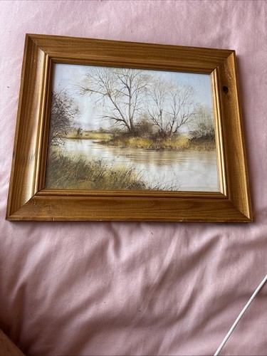 Framed landscape watercolor - landscape,