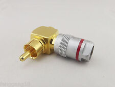 1x Gold Copper Right Angle RCA Male Plug Solderless Audio Video Cable Connector