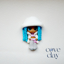 Handmade cute doll girl Embellishment Flat Back Clay Bow Centre.