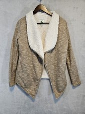 Green Tea Womens Beige Heather Sherpa Wrap Cardigan Jacket Soft Size S/CH EUC