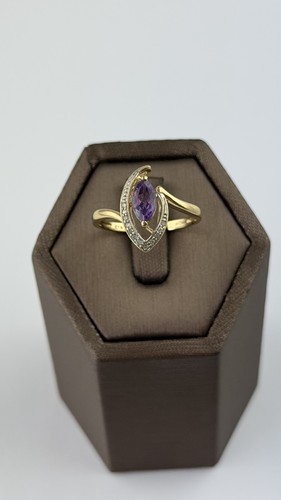 Amethyst and diamond 9ct gold - amethyst,