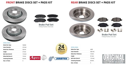 Front rear brake discs and - front,