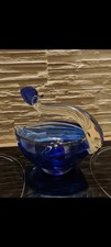 Vintage Cobalt Blue Glass Swan