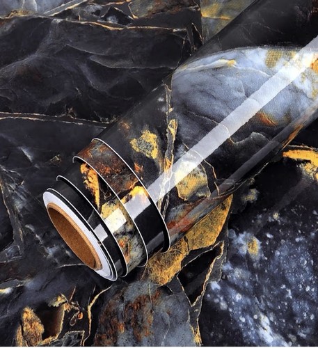Black gold marble contact - black,