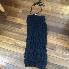 USED ISSEY MIYAKE BLACK TIGHT SKIRT WRINKLED FINISH CAN ALSO BE WORN AS DRESS!