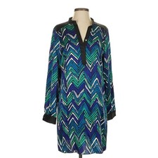 Alice + Trixie Silk Chevron Print Long Sleeve Dress - Size S