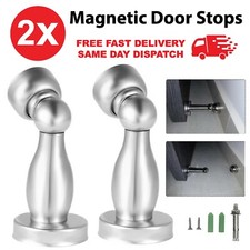 2 x Magnetic Door Stops Buffer Wedge Stop Holder Stopper Stainless Steel Metal