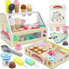 New Kids Ice Cream Wooden Playset For Boy Girl Pretend Play Food Toys Role Play