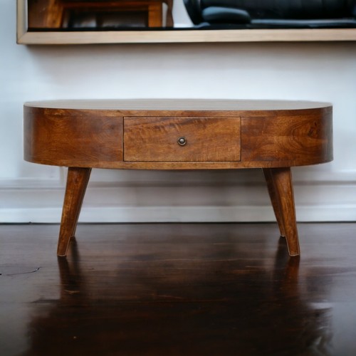 Coffee table dark wood round - table,
