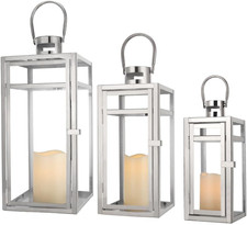 Luxury Metal Glass Lantern Set