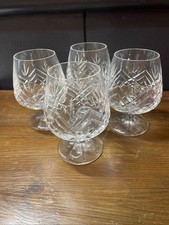 Set Of Four 4 Cross Cut Lead Crystal Alcohol Cognac Brandy Glasses Classical