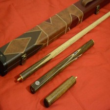 Handmade 3/4 piece ZEBRA WOOD INLAYED (57 Inch) Ash Snooker Cue Set with Case