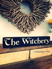 The Witchery Sign Witch Ghost Ouija Board Woman Cave Broomstick Wooden Vintage
