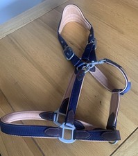 Jeffries Webbing/Leather Comfort Headcollar Brown/Cream/Blue, Size Full