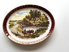 Weatherby Hanley England Oval Plate Countryside with wall hanger 12"x 9" signed