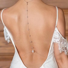 Backdrop Necklace Diamond-cut  Rhinestone Bridal Wedding Back chain -AUSTOCK