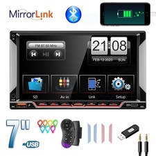 For iPhone Android 7" Double 2 DIN Car Stereo Radio Touch Screen Bluetooth USB