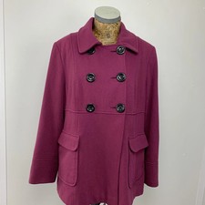 JOHN ROCHA COAT PEA Raspberry Pink Uk 18 Petite Formal Midi Short Wool Blend