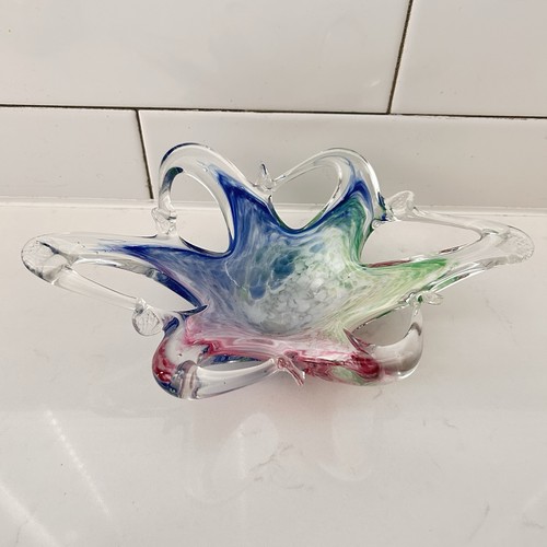 Vintage hand blown glass star - glass,