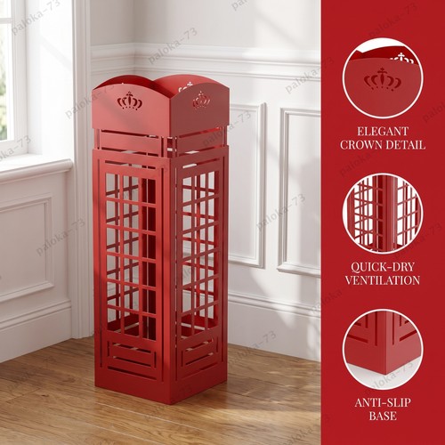 Red metal umbrella stand - umbrella,