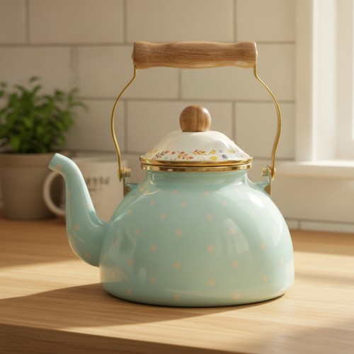 Enamel kettle with whistle - with,