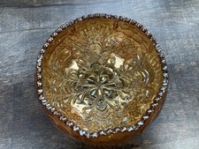 CARNIVAL GLASS ~ US GLASS 5” COSMOS AND CANE ROSE BOWL ~ HEADDRESS INTERIOR