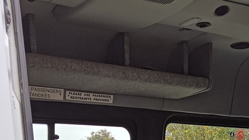 Overhead storage shelf van