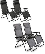 2X Zero Gravity Outdoor Recliner Folding Sun Lounger Portable Garden Chair