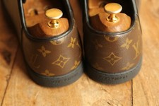 Louis Vuitton LV Black Brown Leather Shoes Trainers Sneakers UK 7.5 US 8.5