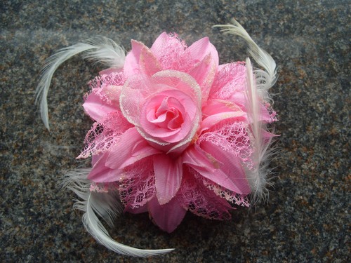 Pink flower hair clip - pink,