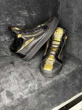 Giuseppe Zanotti Unisex Shoes Size 40eu/7uk 720£RRP Black Snakeskin Gold Accents
