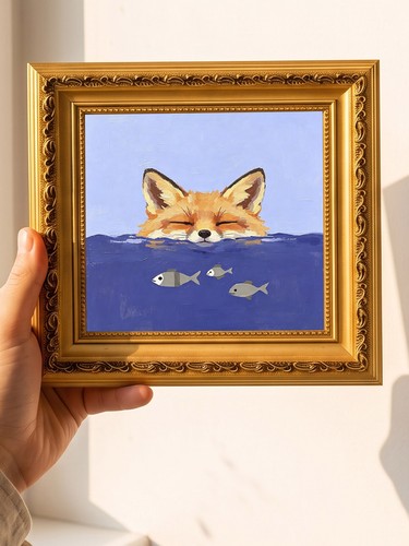 Fox bathing water with - fox,