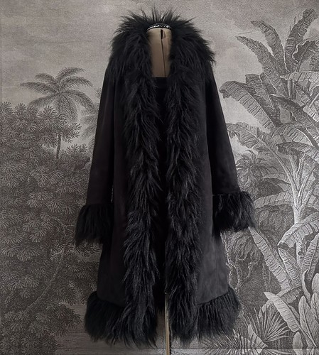 Faux suede long afghan coat - faux,