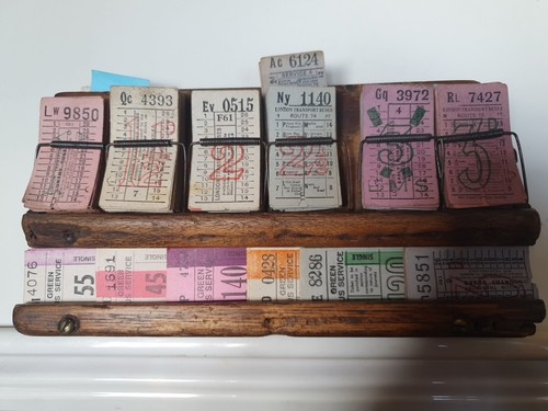 Vintage wooden bus ticket - vintage,