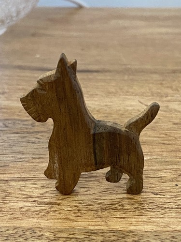 Vintage dog brooch carved - dog,