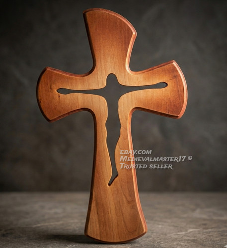 Large wooden wall cross hand - large,