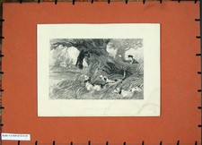 Original Old Antique Print